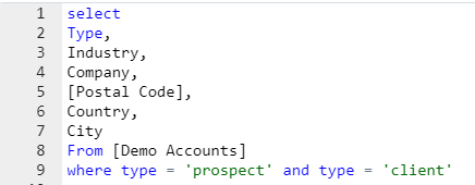 example of a simple SQL query created in Salesforce Marketing Cloud