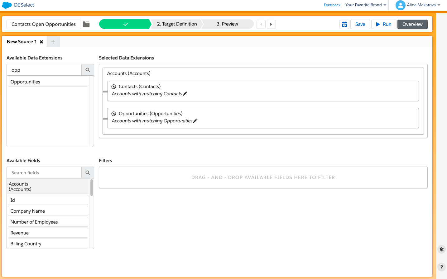 Create multiple relations between data extensions in DESelect using drag-and-drop