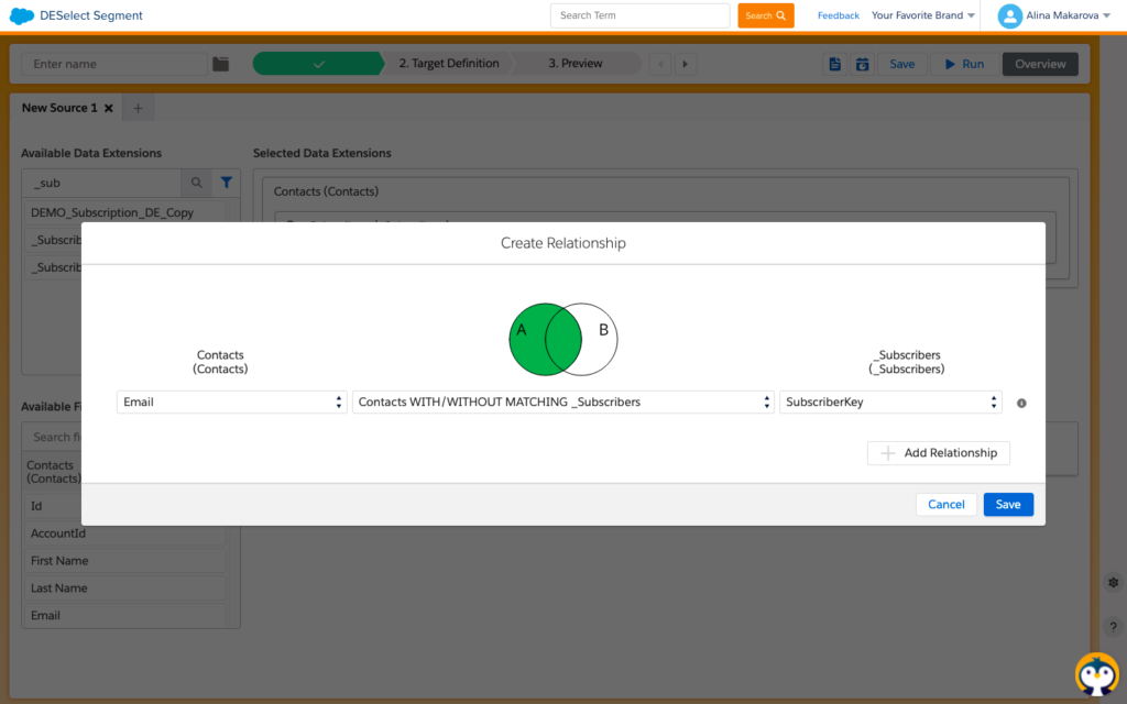 Use data views in DESelect in Salesforce Marketing Cloud