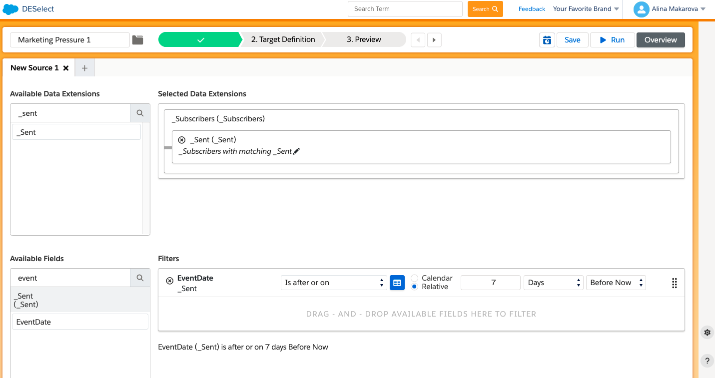 How to avoid marketing pressure in Salesforce Marketing Cloud using DESelect