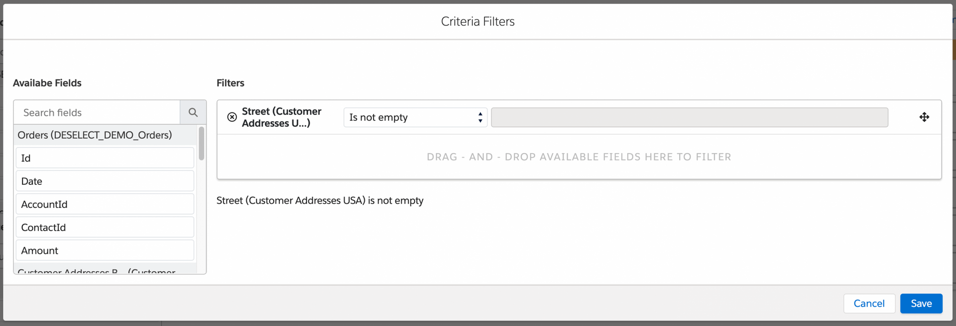 Filtering Criteria in DESelect in Salesforce Marketing Cloud