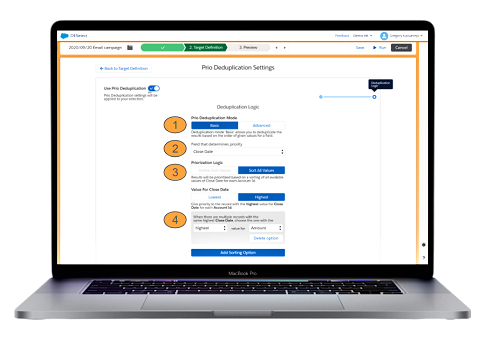 Create advanced deduplication logic for your segment created in Salesforce Marketing Cloud