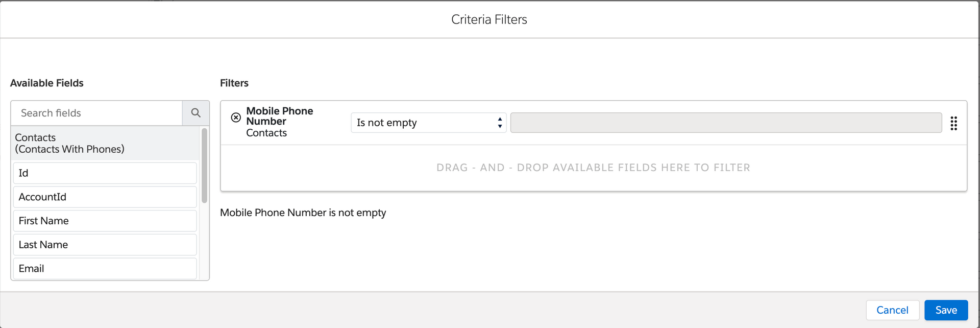 Create filters in DESelect using drag and drop