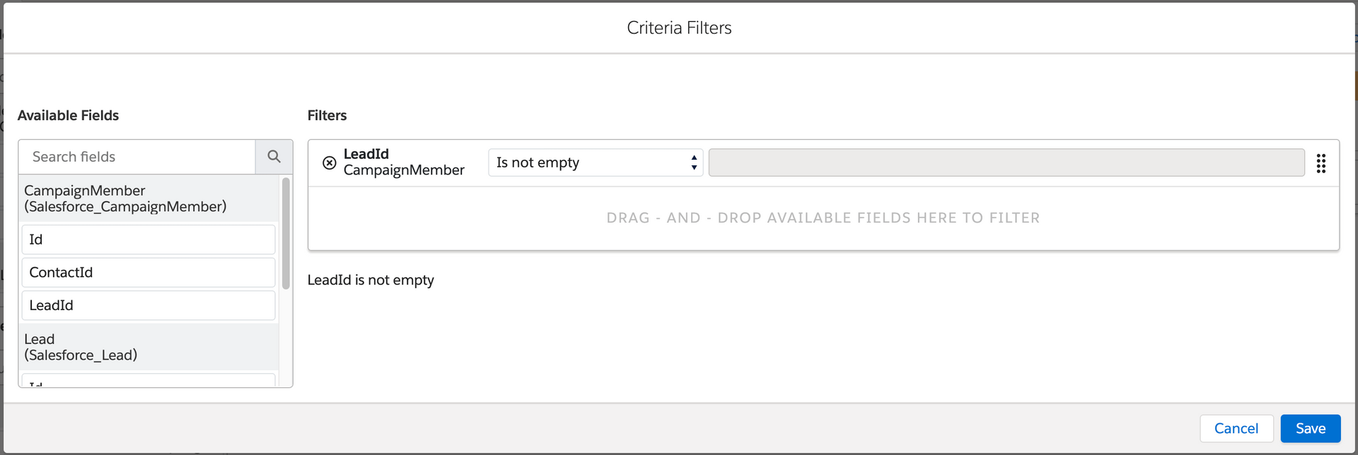 create filters using drag and drop in DESelect