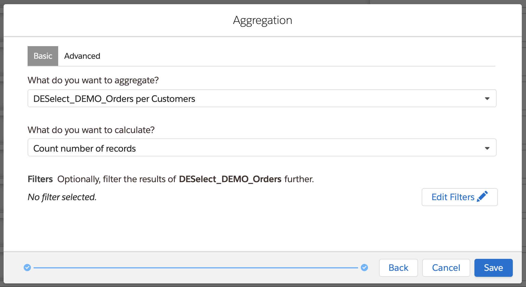 Create aggregations in Salesforce Marketing Cloud using DESelect