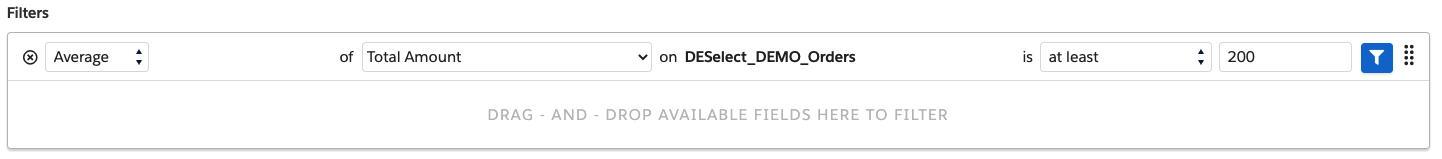 average value used in aggregations in DESelect