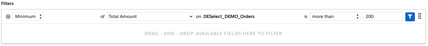 minimum value used in aggregations in DESelect