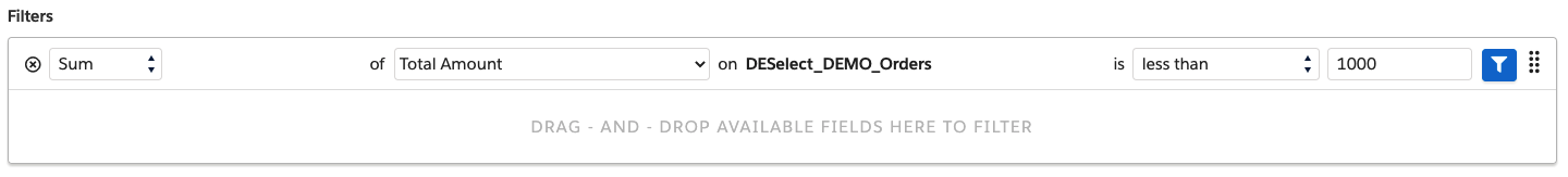 sum value used in aggregations in DESelect