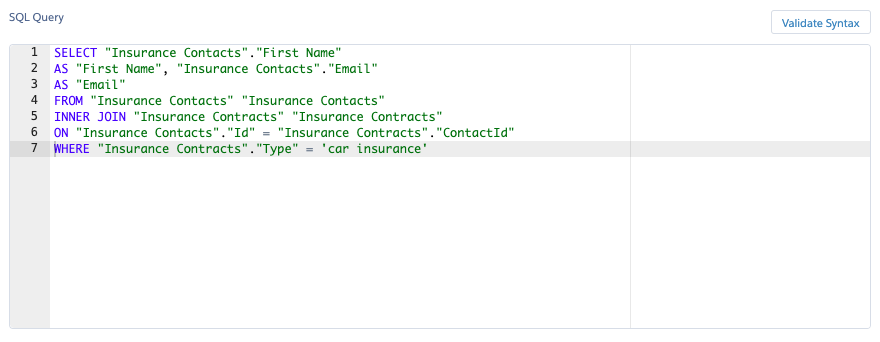 strategies for market segmentation in the Insurance industry using Salesforce Marketing Cloud overview of the SQL query