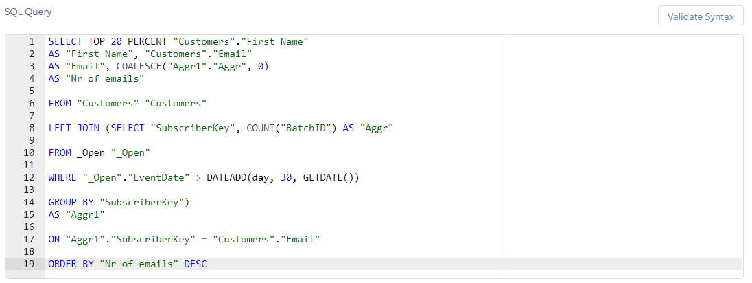 Aggregations SQL that you can do in DESelect