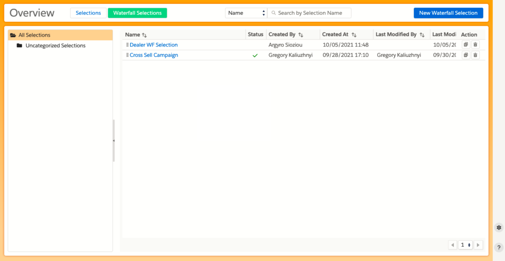 Waterfall segmentation in DESelect made easy