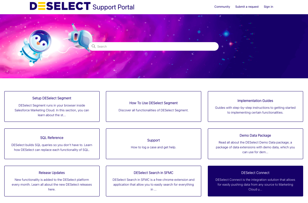 DESelect Support portal