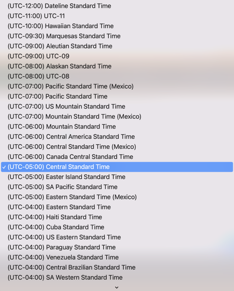 Different time zones in DESelect