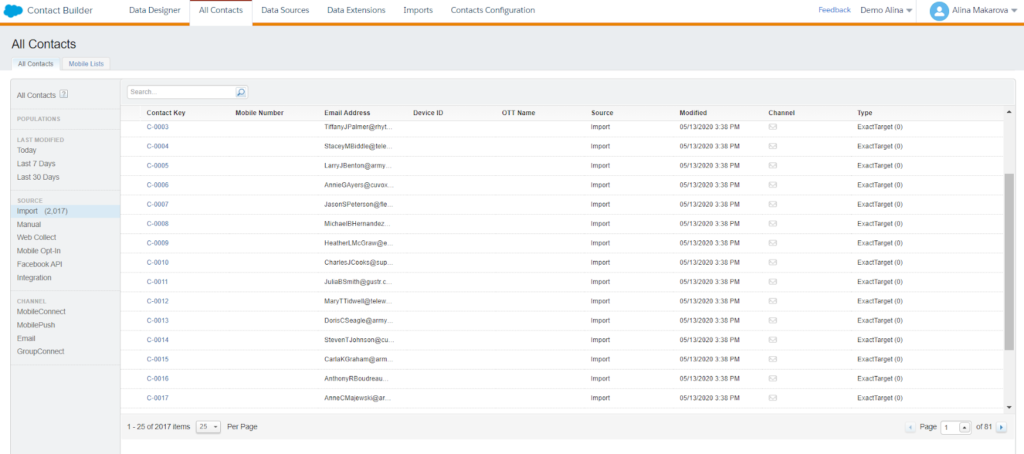 All Contacts in Salesforce Marketing Cloud