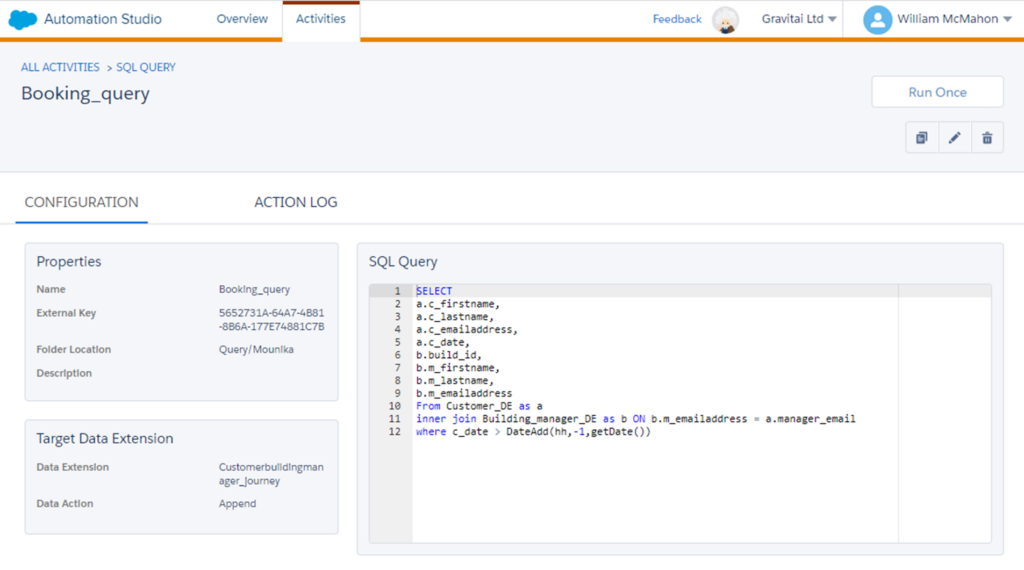 sql query configuration