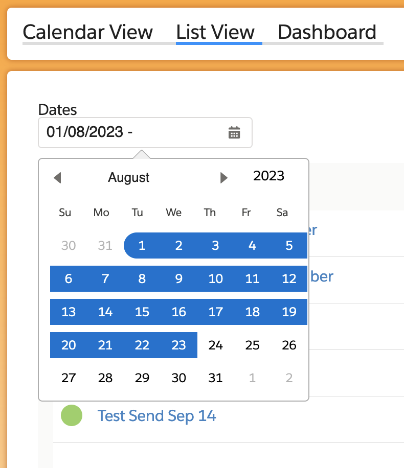 date range selector