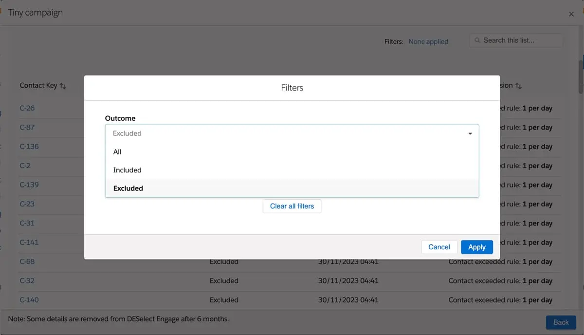 december release engage report filtering