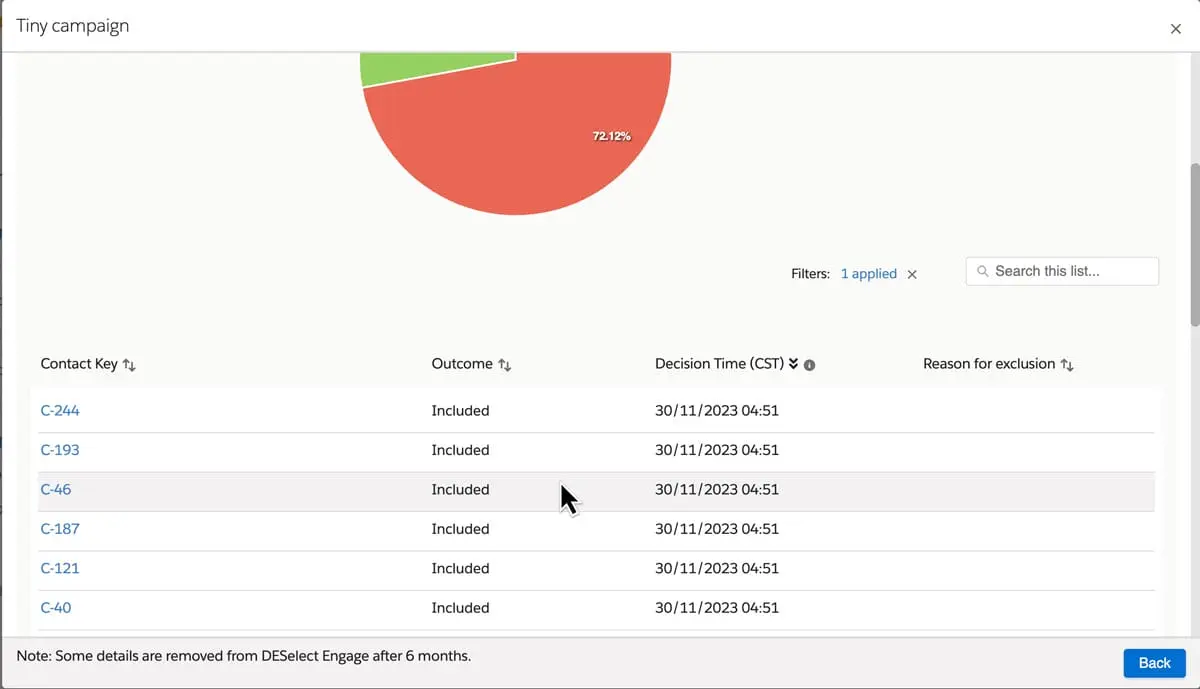 december release engage filter results