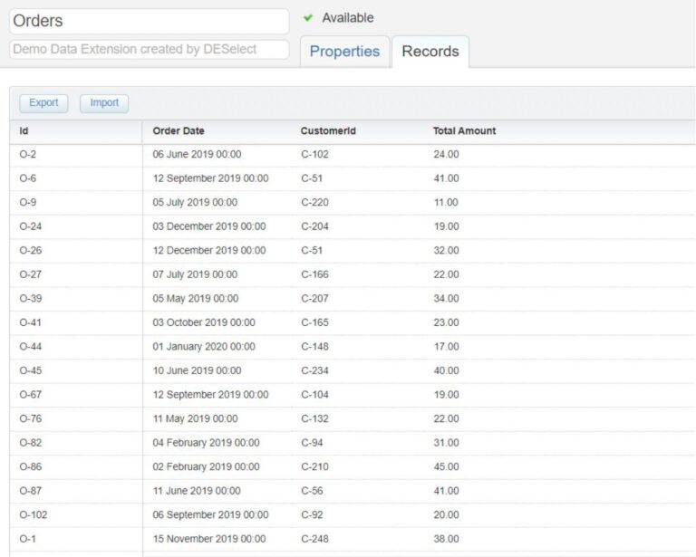 orders data extension