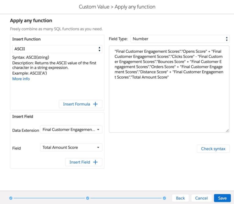 create audience engagement score with sql in deselect