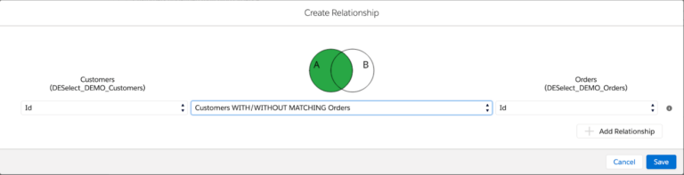 customers and orders sql join in deselect