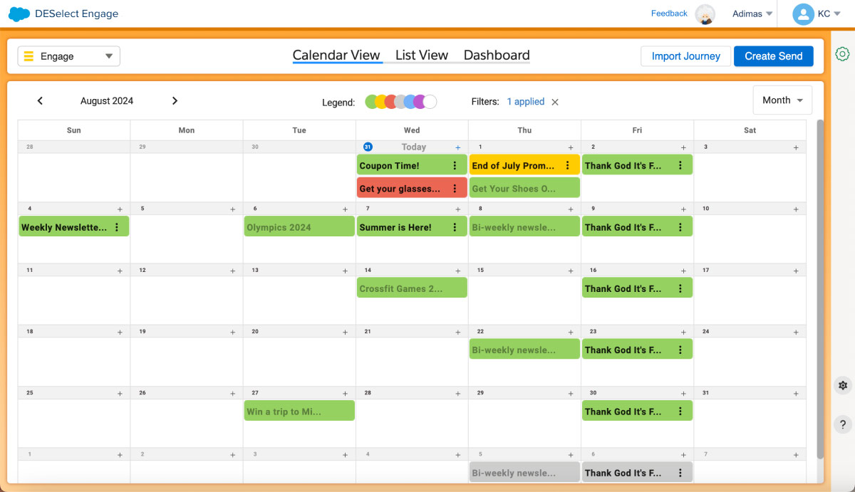 Calendar View for Saturation Control