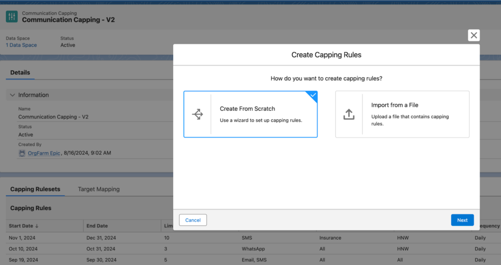Salesforce Rules Based Communication Capping Limits